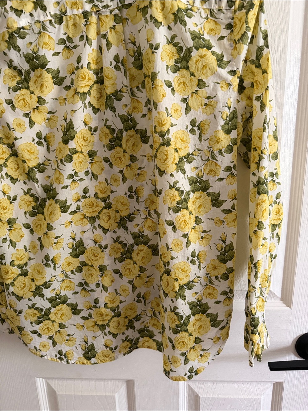 J. Crew Yellow Rose Print Ruffle Collar Cotton Blouse - Picture 8 of 11